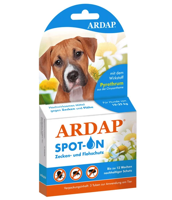 ARDAP® Zecken- Und Flohschutz Spot-On Für Mittelgroße Hunde, 3 X 2,5 Ml 1 ARDAP® Zecken- Und Flohschutz Spot-On Für Mittelgroße Hunde, 3 X 2,5 Ml