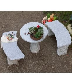 Dehner Granit-Gartenbank, Gebogen, 2-Sitzer -Garten & Außenbereich 2741668 2741676 WE MO 002 GranitTischRundGartenbank