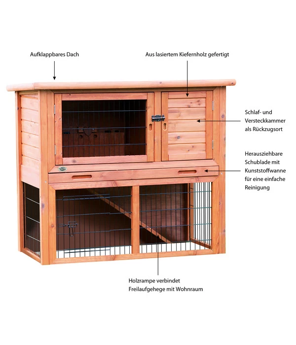 Trixie Nagerheim Mit Freilaufgehege, Braun, Ca. B116/H97/T63 Cm 2 Trixie Nagerheim Mit Freilaufgehege, Braun, Ca. B116/H97/T63 Cm – Bild 2
