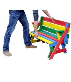Habau Kinder Picknickbank Bunt, 100 X 50 X 62 Cm -Garten & Außenbereich 4031100 WE FS 003 KinderPicknickbank
