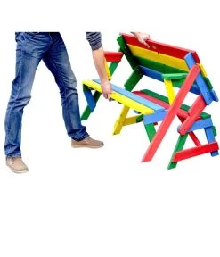 Habau Kinder Picknickbank Bunt, 100 X 50 X 62 Cm -Garten & Außenbereich 4031100 WE FS 004 KinderPicknickbank