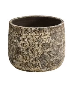 Dehner Keramik-Übertopf Stef, Rund, Braun