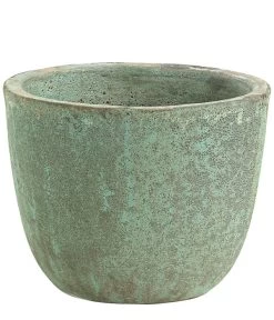 Dehner Keramik-Topf Rhodos, Rund, Blau-grün