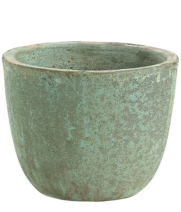 Dehner Keramik-Topf Rhodos, Rund, Blau-grün 1 Dehner Keramik-Topf Rhodos, Rund, Blau-grün