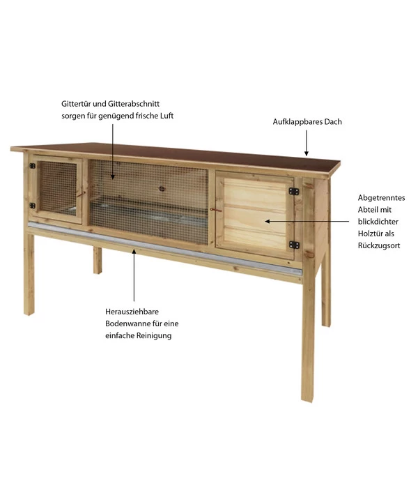 Elmato® Kaninchenstall Bavaria King 160, Ca. B157/H100/T70 Cm 2 Elmato® Kaninchenstall Bavaria King 160, Ca. B157/H100/T70 Cm – Bild 2