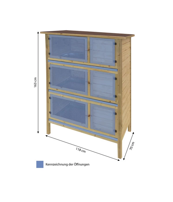 Elmato® Kaninchenstall Bavaria King, 3-stöckig, Ca. B118/H163/T70 Cm 3 Elmato® Kaninchenstall Bavaria King, 3-stöckig, Ca. B118/H163/T70 Cm – Bild 3