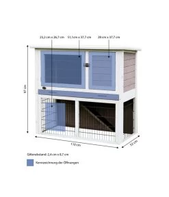 Trixie Kleintierstall, Ca. B104/H97/T52 Cm -Garten & Außenbereich 5259825 WE BG 001 TrixieKleintierstallNaturaWeissGrau o HasenMG