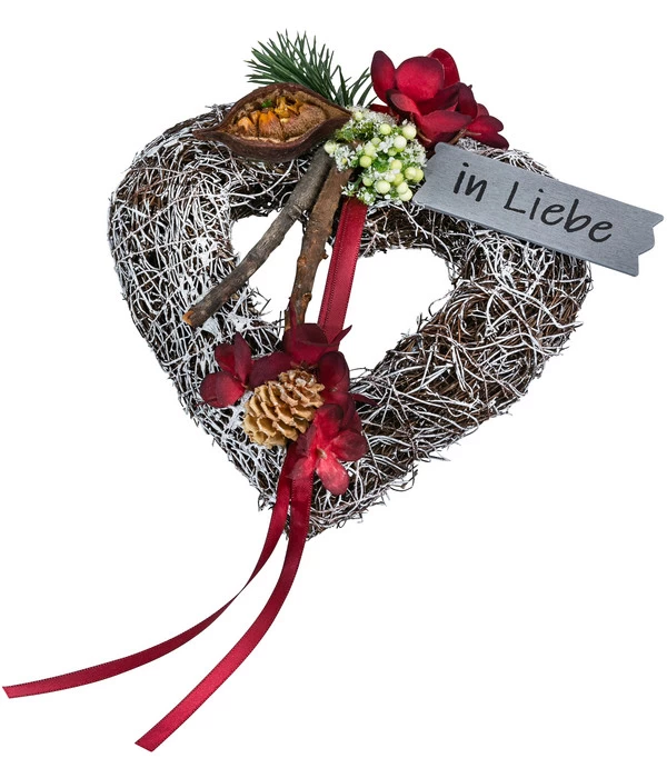 Grabgesteck Salim, Herzförmig, Rot, Ca. B15/H6/T15 Cm 2 Grabgesteck Salim, Herzförmig, Rot, Ca. B15/H6/T15 Cm – Bild 2