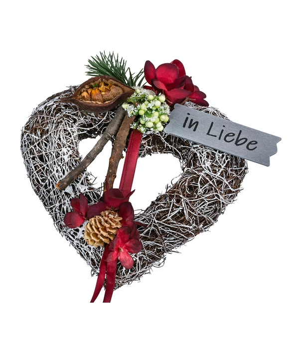 Grabgesteck Salim, Herzförmig, Rot, Ca. B15/H6/T15 Cm 1 Grabgesteck Salim, Herzförmig, Rot, Ca. B15/H6/T15 Cm