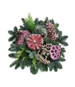 Grabgesteck In Terrakotta-Schale, Rund, Rosa, Ca. Ø35/H20 Cm