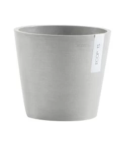 Ecopots Kunststoff-Topf Amsterdam Mit Wassersystem, Rund, Hellgrau