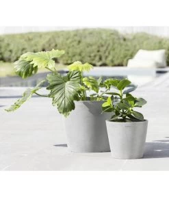 Ecopots Kunststoff-Topf Amsterdam Mit Wassersystem, Rund, Hellgrau -Garten & Außenbereich 6614846 WE MO 001 EcopotsKunststoffTopfAmsterdammitWassersystemrundhellgrau