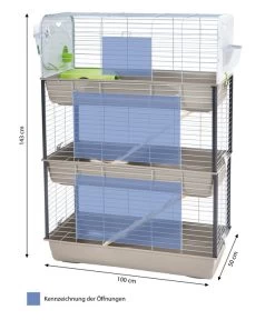 SAVIC Nagerkäfig Caesar Triple, Grau/silber, Ca. B100/H143T50 Cm -Garten & Außenbereich 6628168 WE BG 001 SavicNagerkaefigCaesar3Triple