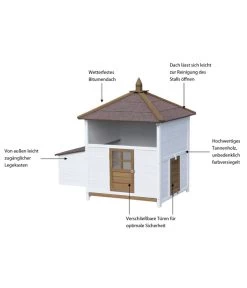 Dehner Hühnerstall Florenz, Weiß/braun, Ca. B122,3/H120,7/T91,7 Cm -Garten & Außenbereich 6632111 WE IG 001 MQHuehnerstallFlorenzWeiss