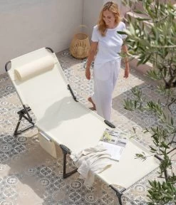 Dehner Gartenliege Mallorca, Ca. B71/H106/T227 Cm -Garten & Außenbereich 6635163 WE MO 002 LiegeMallorcaVanilla