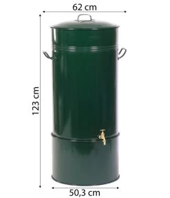 RENNER Metall-Regentonne Inkl. Steckanschluss Und Sockel, 150 L, Dunkelgrün -Garten & Außenbereich 6635882 WE BG 001 RegenwasserSammeltonnemitSteckanschlussundSockel150l