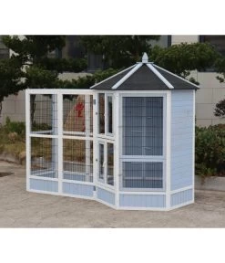 Dehner Vogelvolieren-Set Santorini, Mit Freigehege, Weiß/blau, Ca. B236,4/H180/T132 Cm -Garten & Außenbereich 6640585 6941041 6941058 WE MO 002 MQVHSantoriniGehege