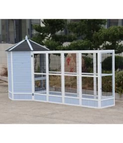 Dehner Vogelvolieren-Set Santorini, Mit Freigehege, Weiß/blau, Ca. B236,4/H180/T132 Cm -Garten & Außenbereich 6640585 6941041 6941058 WE MO 005 MQVHSantoriniGehege