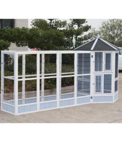 Dehner Vogelvolieren-Set Santorini, Mit Freigehege, Weiß/blau, Ca. B236,4/H180/T132 Cm -Garten & Außenbereich 6640585 6941041 6941058 WE MO 006 MQVHSantoriniGehege