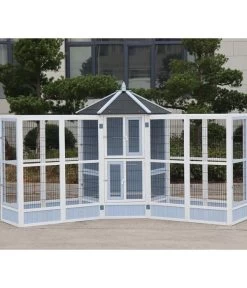 Dehner Vogelvolieren-Set Santorini, Mit Freigehege, Weiß/blau, Ca. B236,4/H180/T132 Cm -Garten & Außenbereich 6640585 6941041 6941058 WE MO 007 MQVHSantoriniGehege