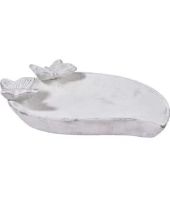 Dobar® Wildlife Vogeltränke Foglia, Keramik, Weiß, Ca. B37/H4,5/T28 Cm