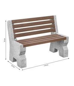 Dehner Granit-Gartenbank, 2-Sitzer, Ca. B114/H75/T52 Cm -Garten & Außenbereich 6692065 WE BG 001 GRANITBANKWPCRUECKENL