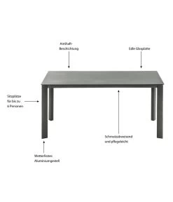 Dehner Gartentisch Nancy, Ca. B160/H75/T90 Cm -Garten & Außenbereich 6701734 WE IG 001 TischNancy
