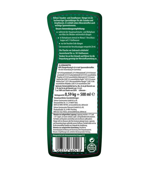 Dehner Stauden- Und Zierpflanzen-Dünger, 500 Ml 2 Dehner Stauden- Und Zierpflanzen-Dünger, 500 Ml – Bild 2