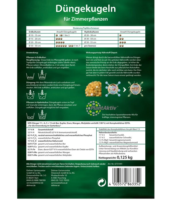 Dehner Düngekugeln Für Zimmerpflanzen, 25 Kugeln 2 Dehner Düngekugeln Für Zimmerpflanzen, 25 Kugeln – Bild 2