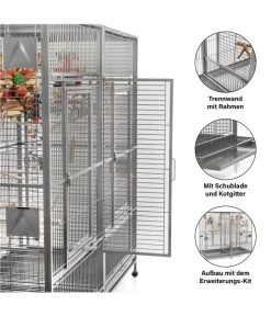 Montana Vogelvoliere Anbausatz Für Arkansas -Garten & Außenbereich 6811475 WE DE 003 NEU PPArkansasAnbauKitHellgrauHoehe194cm