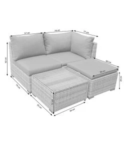 Dehner Balkonset Como, 4-teilig -Garten & Außenbereich 6894166 WE DE 001 BalkonSetComoSkizze