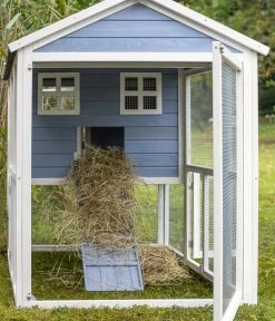 Dehner XXL Nagerheim Happy Home Funny, Hellblau, Ca. B170/H120/T99 Cm -Garten & Außenbereich 6896997 WE DE 001 DehnerMarkenqualitaetKaninchenstallFlocke