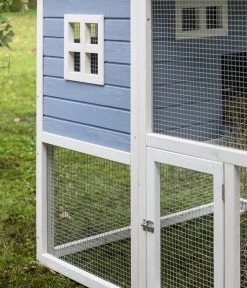 Dehner XXL Nagerheim Happy Home Funny, Hellblau, Ca. B170/H120/T99 Cm -Garten & Außenbereich 6896997 WE DE 004 DehnerMarkenqualitaetKaninchenstallFlocke