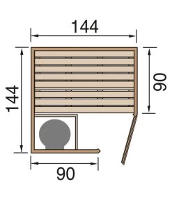 Weka Ecksauna Kiruna Mit Glastür, Inkl. Bio-Ofen -Garten & Außenbereich 6914246 WE DE 001 WekaEcksaunaKirunaGrundriss