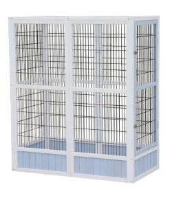 Dehner Vogelvolieren-Set Santorini, Mit Freigehege, Weiß/blau, Ca. B236,4/H180/T132 Cm -Garten & Außenbereich 6941041 6941058 WE FS 001 MQVogelGehegeSantoriniHellblauWeiss