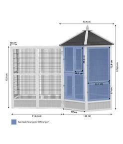 Dehner Vogelvolieren-Set Santorini, Mit Freigehege, Weiß/blau, Ca. B236,4/H180/T132 Cm -Garten & Außenbereich 6941058 6941041 6640585 WE BG 001 MQVolierenSetSantoriniHellblauWeisss