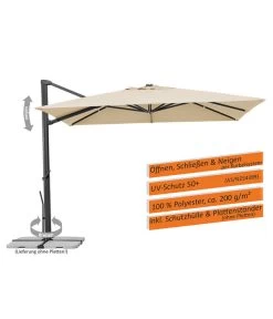 Schneider Ampelschirm Rhodos Smart, Quadratisch, Ca. B300/T300 Cm -Garten & Außenbereich 6953384 WE IG 002 SchneiderAmpelschirmRhodosSmart