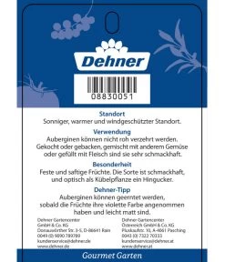 Dehner Gourmet Garten Aubergine, Veredelt -Garten & Außenbereich 8830051 GGAubergineCarmen Etikett 2
